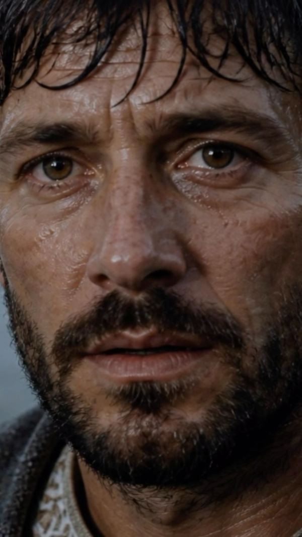 Close-up cinematic AI portrait of a bearded man